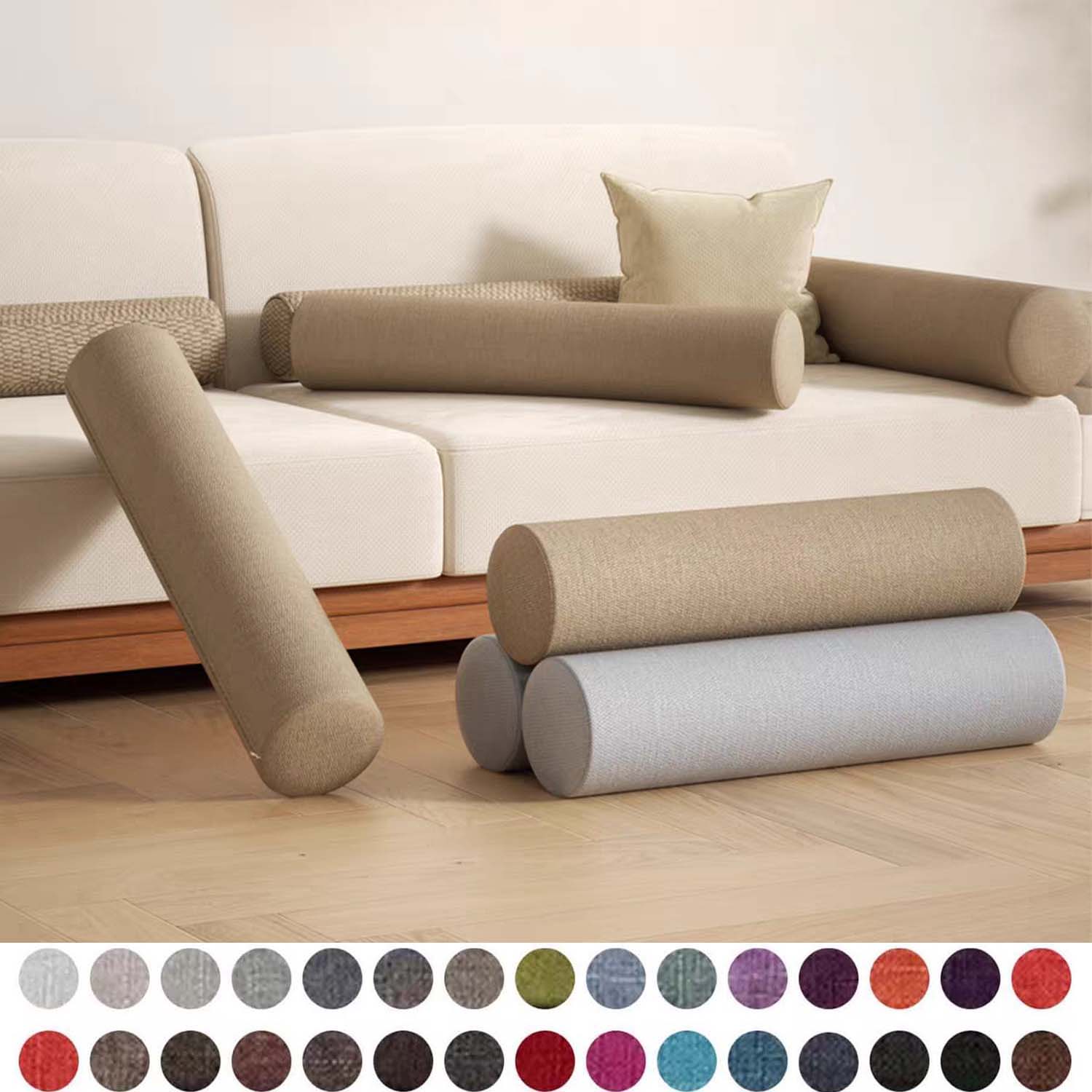 Bolster Cushion Round - وسادة لفة إسفنجية للركبة/الساق/الرقبة، وسادة أسطوانية
