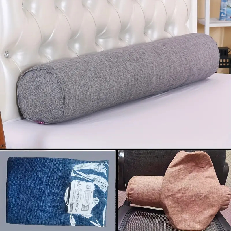 Bolster Cushion Round - غطاء وسادة جسم من الكتان، غطاء