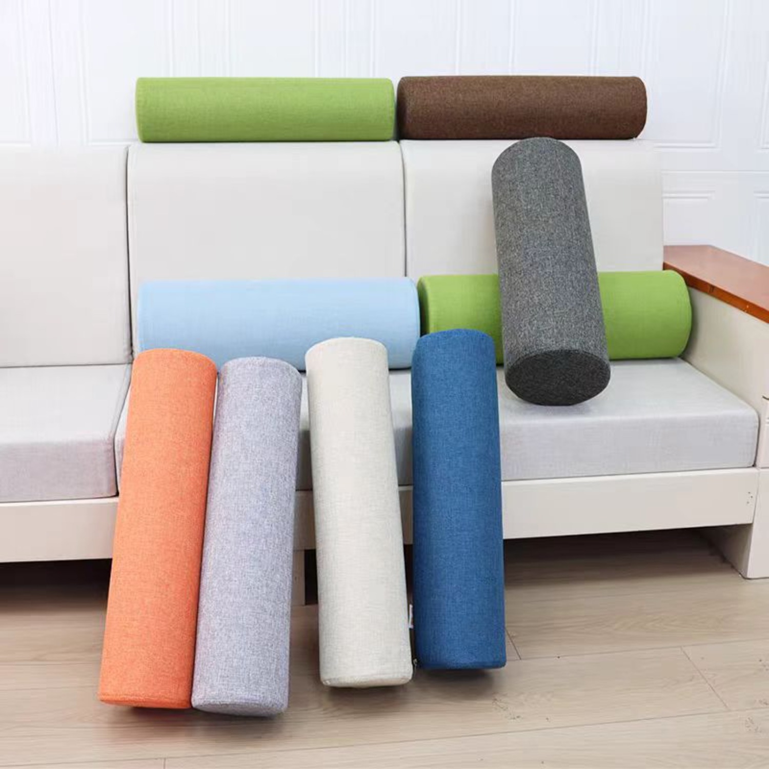 Bolster Cushion Round - 10 سنتيمتر أقطار الكتان اسطوانة تعزيز
