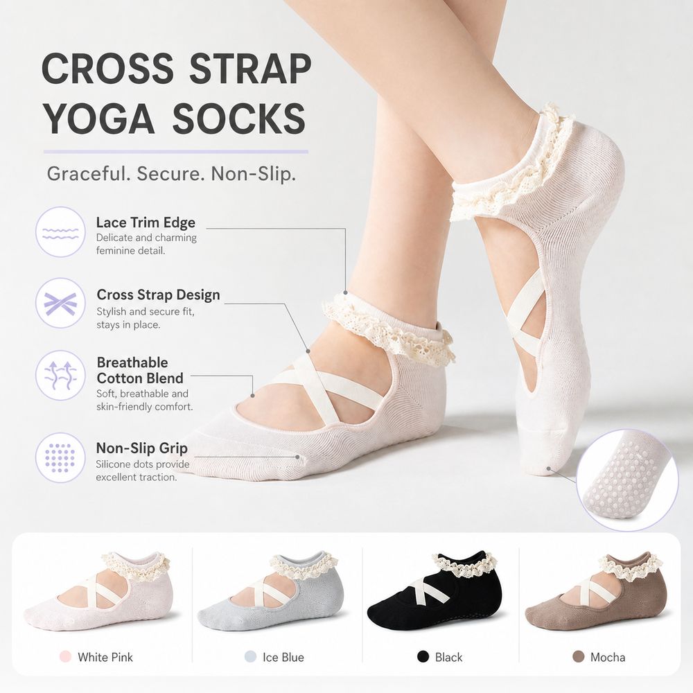 جوارب يوغا غير قابلة للانزلاق  - مراجعة Pilates Ankle Strap وسعره