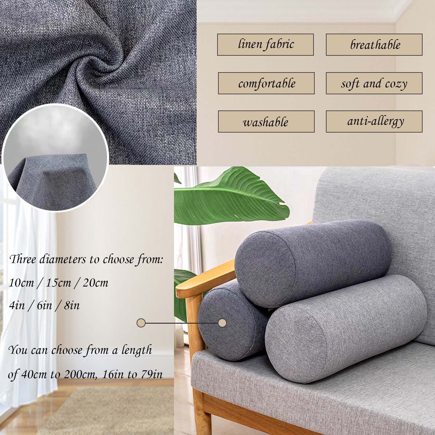 وسادة لفة إسفنجية للركبة/الساق - مراجعة Bolster Cushion Round وسعره