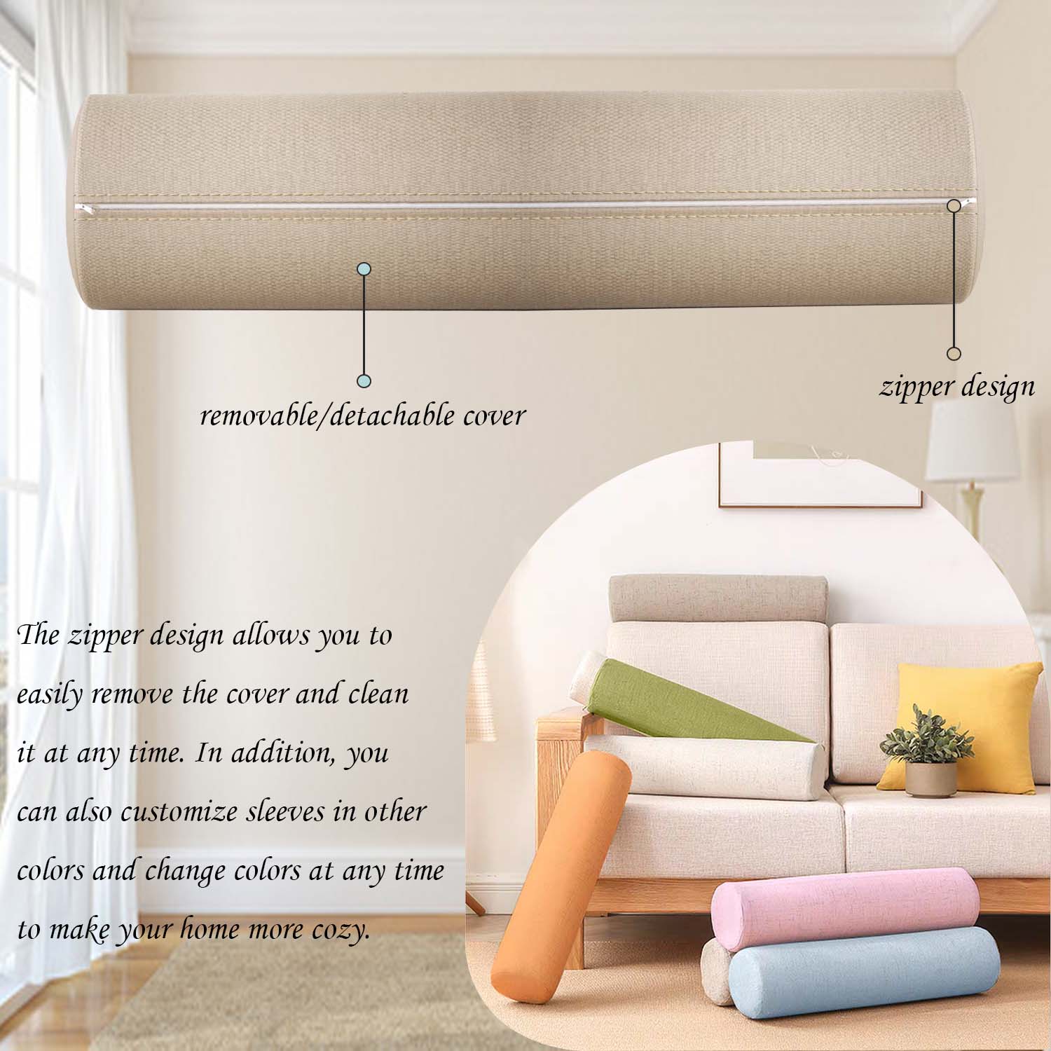 10 سنتيمتر أقطار الكتان اسطوان - مراجعة Bolster Cushion Round وسعره
