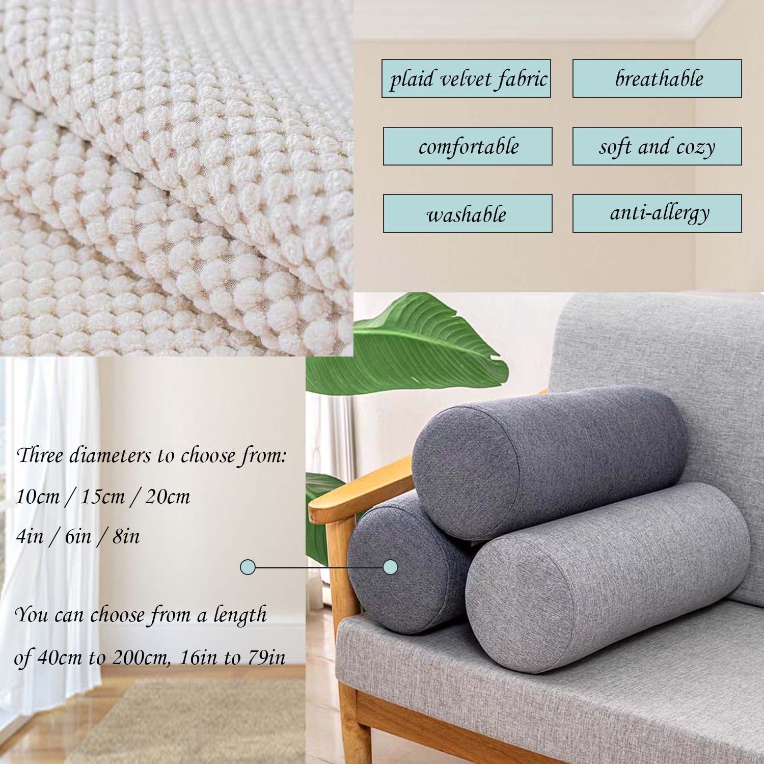 10 سنتيمتر أقطار الكتان اسطوان - مراجعة Bolster Cushion Round وسعره